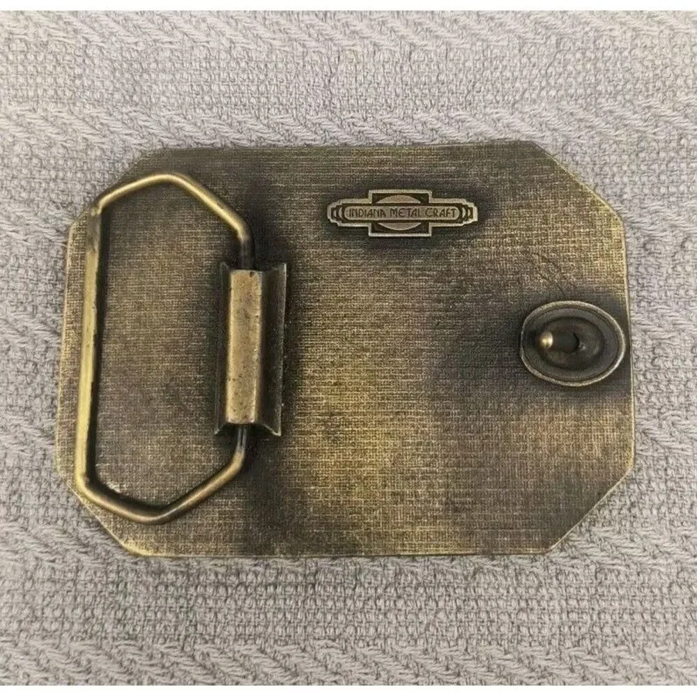 Vintage Indiana Metal Craft Federal Ammunition Brass Belt Buckle Deer Buck Hunt